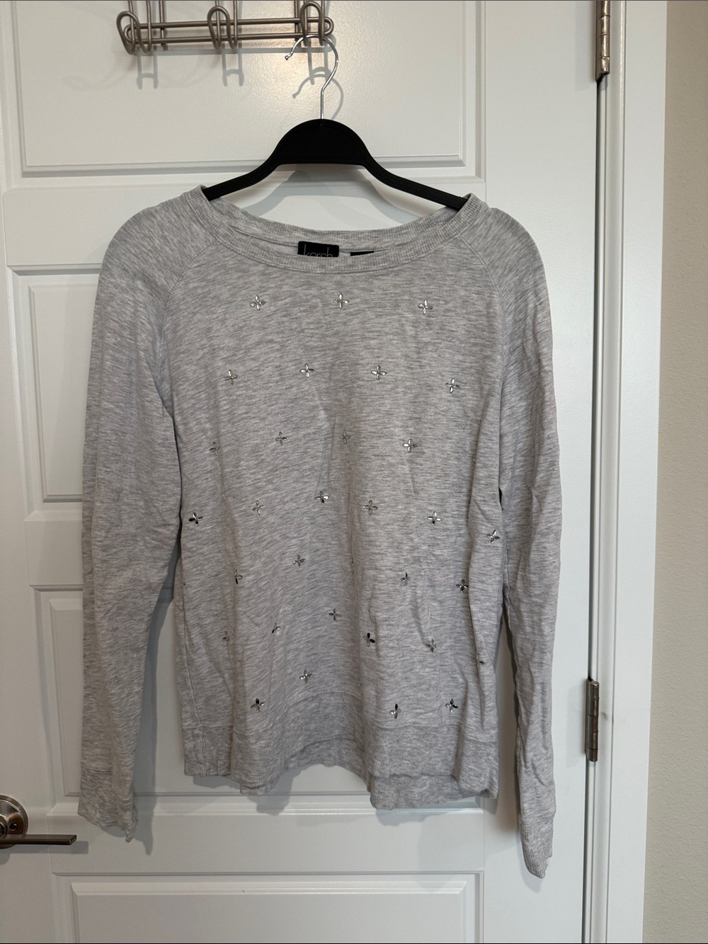 Kersh Light Gray Embellished Crewneck Sweater